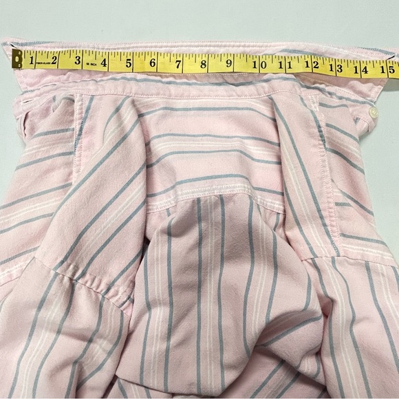 Vintage Levis Mens Button Down Shirt Sz S Short Sleeve Striped Pink 80s Hipster - Picture 8 of 9